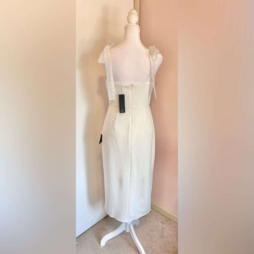 Lulus Romantic Celebration White Tie-Strap Bodycon Midi Dress - Picture 10 of 15